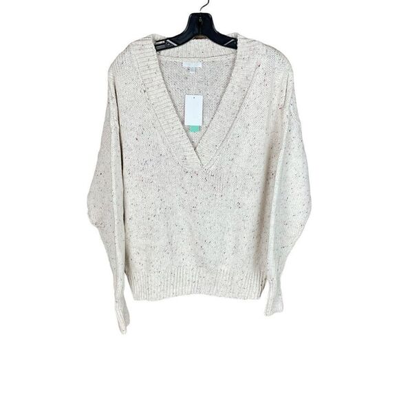 Abound Sweater V-Neck Drop Shoulder Ivory Confetti Blue Green Red Specks XL - Picture 12 of 15